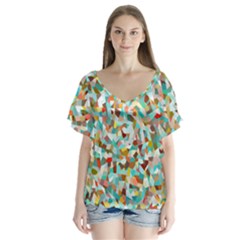 Affectionate V-neck Flutter Sleeve Top by artifiart