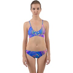 Cool Abstract Pink Blue And Yellow Twirl Liquid Art Wrap Around Bikini Set by myrubiogarden