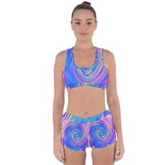 Cool Abstract Pink Blue And Yellow Twirl Liquid Art Racerback Boyleg Bikini Set by myrubiogarden