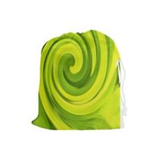 Groovy Abstract Green Liquid Art Swirl Painting Drawstring Pouch (large) by myrubiogarden