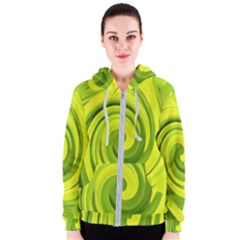 Groovy Abstract Green Liquid Art Swirl Painting Women s Zipper Hoodie by myrubiogarden