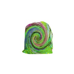 Groovy Abstract Green And Crimson Liquid Swirl Drawstring Pouch (xs) by myrubiogarden