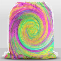 Groovy Abstract Purple And Yellow Liquid Swirl Drawstring Bag (large) by myrubiogarden