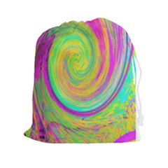 Groovy Abstract Purple And Yellow Liquid Swirl Drawstring Pouch (xxl) by myrubiogarden