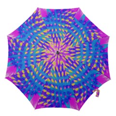 Pink, Blue And Yellow Abstract Coneflower Hook Handle Umbrellas (small) by myrubiogarden
