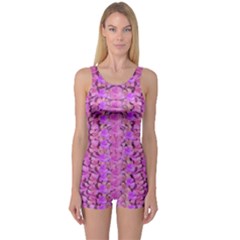 Paradise Blossom Tree On The Ornate Sakura Mountain One Piece Boyleg Swimsuit by pepitasart
