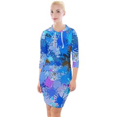 Color Colors Abstract Colorful Quarter Sleeve Hood Bodycon Dress by Pakrebo