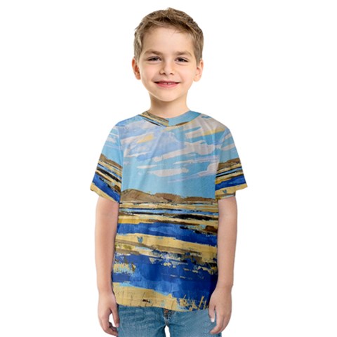The Landscape Water Blue Painting Kids  Sport Mesh Tee by Pakrebo