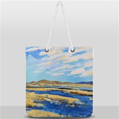 The Landscape Water Blue Painting Full Print Rope Handle Tote (large) by Pakrebo