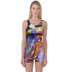 Abstract Modern Detail Color One Piece Boyleg Swimsuit by Pakrebo