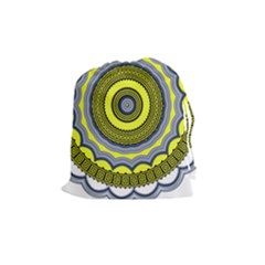 Mandala Pattern Round Ethnic Drawstring Pouch (medium) by Pakrebo