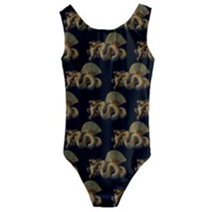 Dragon Motif Print Pattern Kids  Cut-out Back One Piece Swimsuit by dflcprintsclothing