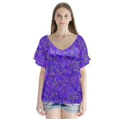 Blur V-neck Flutter Sleeve Top by artifiart