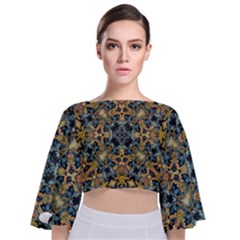 Seamless Texture Ornate Tie Back Butterfly Sleeve Chiffon Top by Pakrebo