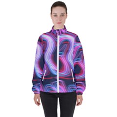 Pattern Color Curve Movement High Neck Windbreaker (women) by Pakrebo