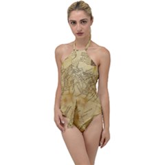 Vintage Map Background Paper Go With The Flow One Piece Swimsuit by Pakrebo