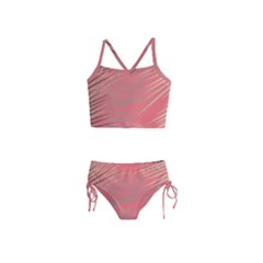Palms Shadow On Living Coral Girls  Tankini Swimsuit by LoolyElzayat