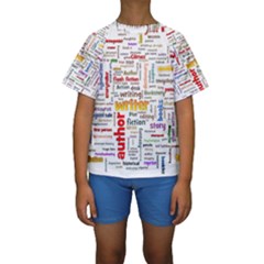 Writing Author Motivation Words Kids  Short Sleeve Swimwear by Pakrebo