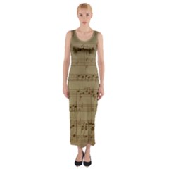 Vintage Sheet Music Background Fitted Maxi Dress by Pakrebo