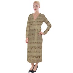 Vintage Sheet Music Background Velvet Maxi Wrap Dress by Pakrebo