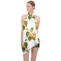 Apricot Fruit Vintage Art Halter Asymmetric Satin Top View1
