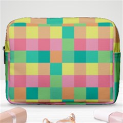 Checkerboard Pastel Squares Make Up Pouch (large) by Pakrebo