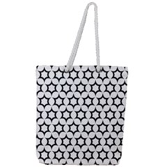 Pattern Star Repeating Black White Full Print Rope Handle Tote (large) by Pakrebo
