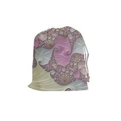 Pastels Cream Abstract Fractal Drawstring Pouch (medium) by Pakrebo