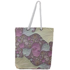 Pastels Cream Abstract Fractal Full Print Rope Handle Tote (large) by Pakrebo