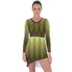 Zig Zag Chevron Classic Pattern Asymmetric Cut-out Shift Dress by Pakrebo
