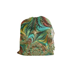 Fractal Artwork Pattern Digital Drawstring Pouch (medium) by Pakrebo