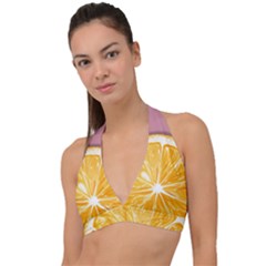 Pop Art Orange  Halter Plunge Bikini Top by Valentinaart