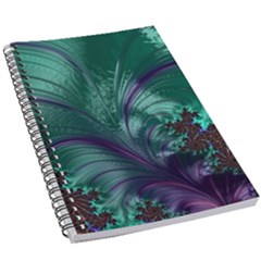 Fractal Turquoise Feather Swirl 5 5  X 8 5  Notebook by Pakrebo