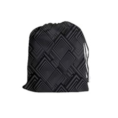 Diagonal Square Black Background Drawstring Pouch (large) by Pakrebo