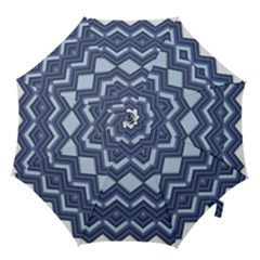 Textile Texture Fabric Zigzag Blue Hook Handle Umbrellas (large) by Pakrebo