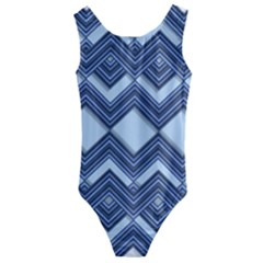 Textile Texture Fabric Zigzag Blue Kids  Cut-out Back One Piece Swimsuit by Pakrebo