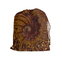 Copper Caramel Swirls Abstract Art Drawstring Pouch (xl) by Pakrebo