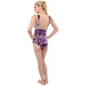 Amethyst purple violet Geode Slice Cross Front Low Back Swimsuit View2