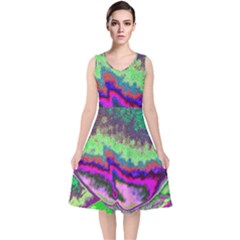 Clienmapcoat V-neck Midi Sleeveless Dress  by PurpleDuckyDesigns