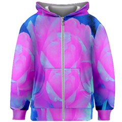 Beautiful Pastel Pink Rose With Blue Background Kids  Zipper Hoodie Without Drawstring by myrubiogarden