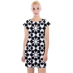 Mosaic Floral Repeat Pattern Cap Sleeve Bodycon Dress by Pakrebo