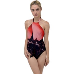Sci Fi Red Fantasy Futuristic Go With The Flow One Piece Swimsuit by Pakrebo