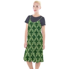 White Flowers Green Damask Camis Fishtail Dress by Pakrebo