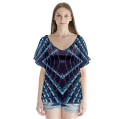Sci Fi Texture Futuristic Design V-neck Flutter Sleeve Top by Pakrebo