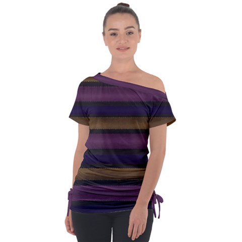 Stripes Pink Yellow Purple Grey Tie-up Tee by BrightVibesDesign