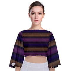 Stripes Pink Yellow Purple Grey Tie Back Butterfly Sleeve Chiffon Top by BrightVibesDesign