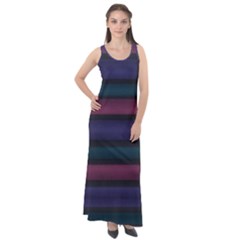 Stripes Pink Purple Teal Grey Sleeveless Velour Maxi Dress by BrightVibesDesign