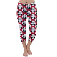 Trump Retro Face Pattern Maga Red Us Patriot Capri Winter Leggings  by snek