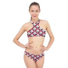 Trump Retro Face Pattern Maga Red Us Patriot High Neck Bikini Set by snek