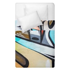 Blue Face King Graffiti Street Art Urban Blue And Orange Face Abstract Hiphop Duvet Cover Double Side (single Size) by genx